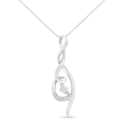 Espira 10K White Gold 1/10 cttw Diamond Swirl Pendant Necklace (I-J, I1-I2) - Bijoux-NYC Direct