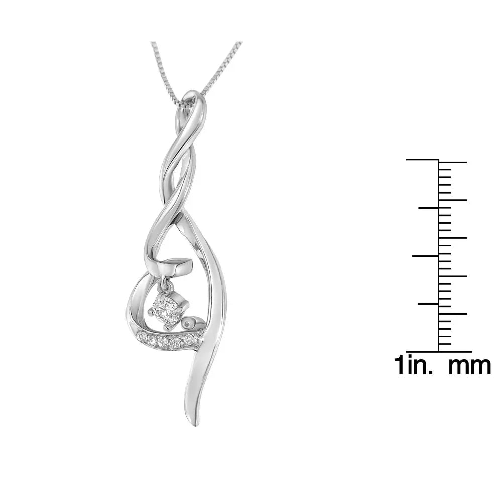 Espira 10K White Gold 1/10 cttw Diamond Swirl Pendant Necklace (I-J, I1-I2) - Bijoux-NYC Direct