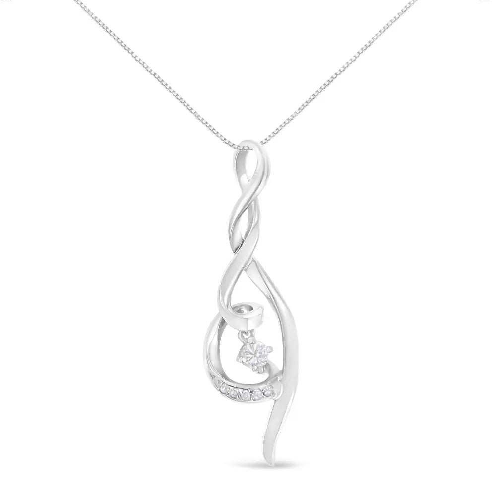 Diamond swirl pendant necklace in 10k white gold – 1/10 cttw bijoux-nyc direct