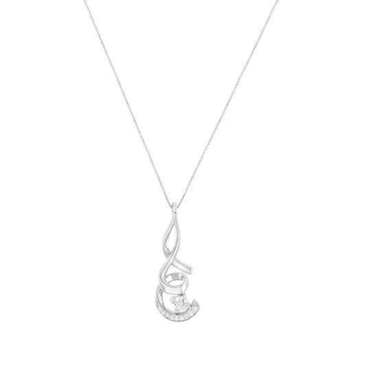 Espira 10K White Gold 1/4 cttw Round Cut Diamond Sparkling Spiral Pendant Necklace (H-I, I1-I2) - Bijoux-NYC Direct