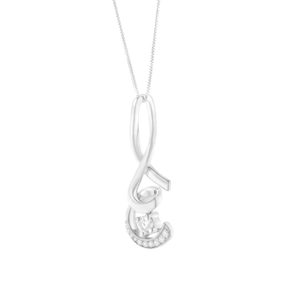 Espira 10K White Gold 1/4 cttw Round Cut Diamond Sparkling Spiral Pendant Necklace (H-I, I1-I2) - Bijoux-NYC Direct