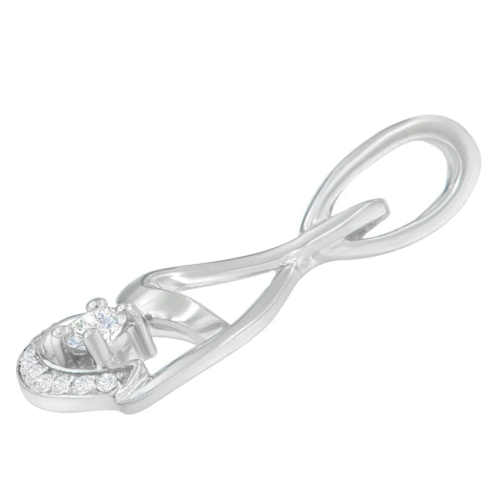Espira 10K White Gold 1/4 cttw Round Cut Diamond Spiral Link Pendant Necklace (H-I, I1-I2) - Bijoux-NYC Direct