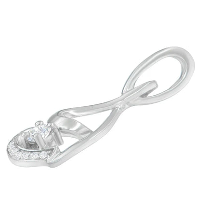 Espira 10K White Gold 1/4 cttw Round Cut Diamond Spiral Link Pendant Necklace (H-I, I1-I2) - Bijoux-NYC Direct