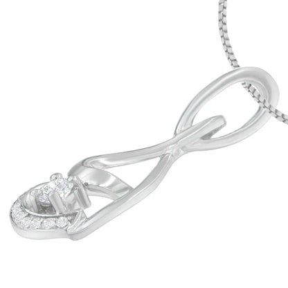 Espira 10K White Gold 1/4 cttw Round Cut Diamond Spiral Link Pendant Necklace (H-I, I1-I2) - Bijoux-NYC Direct