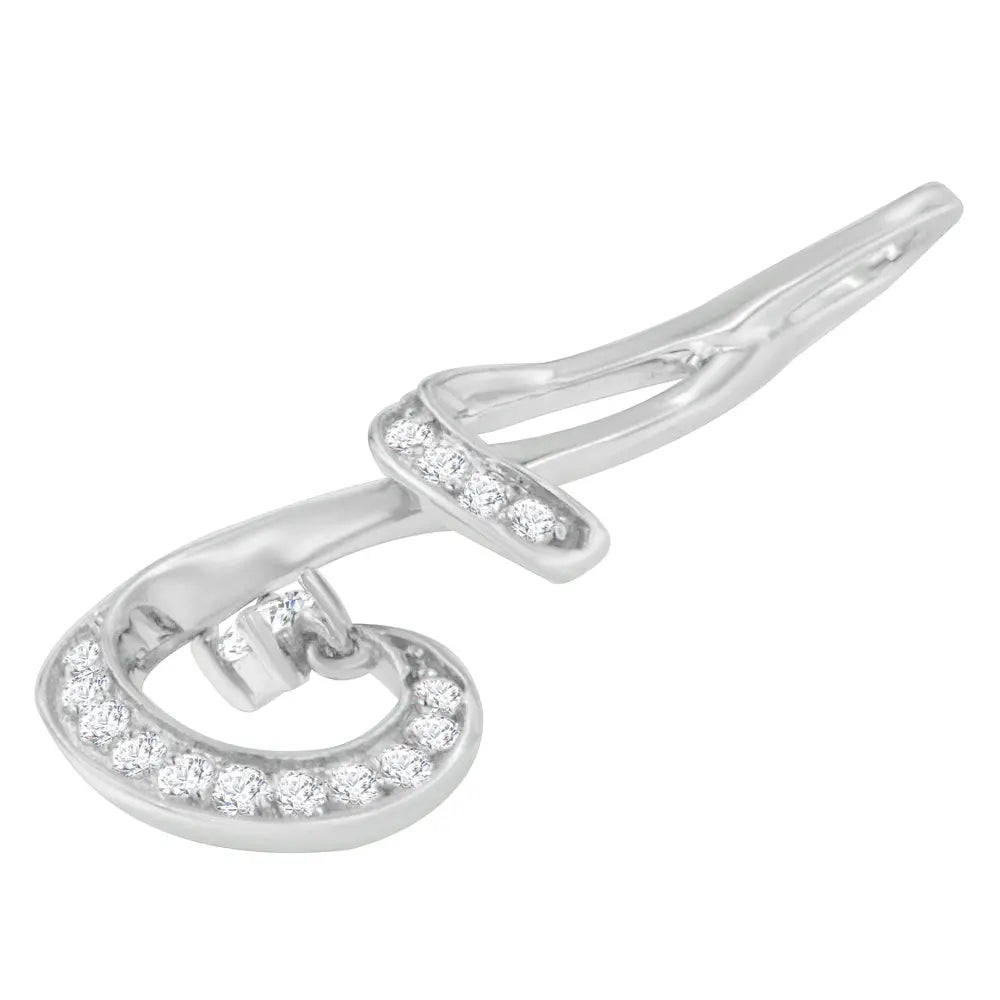 Espira 10k white gold 1/5 cttw brilliant cut diamond sparkling spiral 18’’ pendant necklace (j k color i2 i3 clarity)