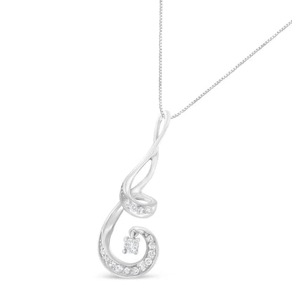 Espira 10k white gold 1/5 cttw brilliant cut diamond sparkling spiral 18’’ pendant necklace (j k color i2 i3 clarity)