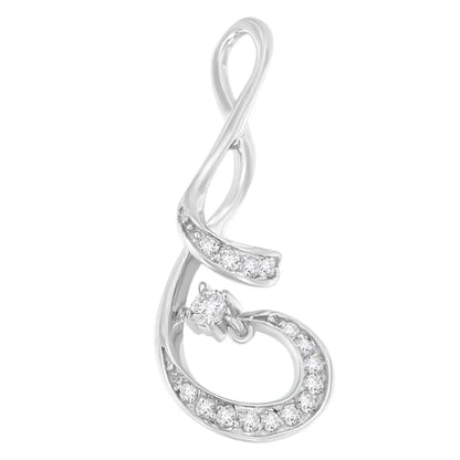 Espira 10k white gold 1/5 cttw brilliant cut diamond sparkling spiral 18’’ pendant necklace (j k color i2 i3 clarity)