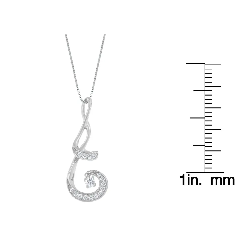 Espira 10k white gold 1/5 cttw brilliant cut diamond sparkling spiral 18’’ pendant necklace (j k color i2 i3 clarity)