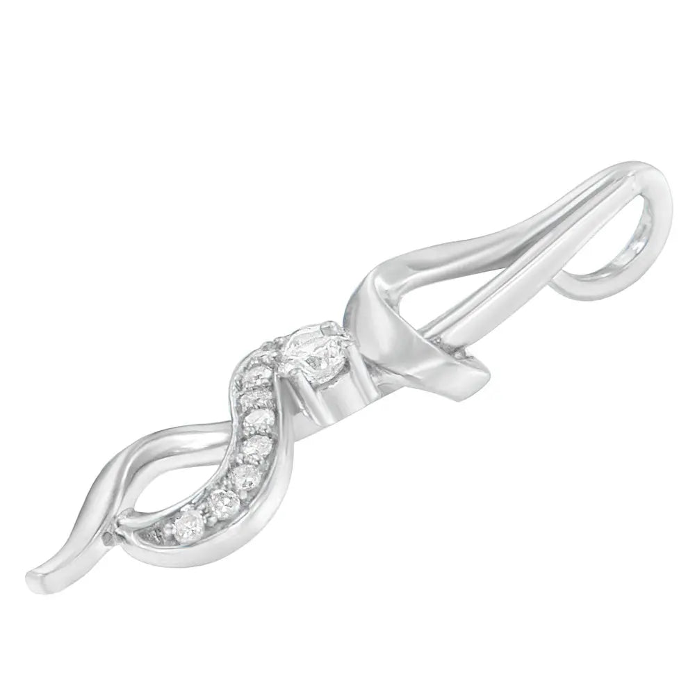 Espira 10K White Gold 1/5 cttw Round Cut Diamond Swirl Pendant Necklace (J-K, I1-I2) - Bijoux-NYC Direct