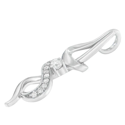 Espira 10K White Gold 1/5 cttw Round Cut Diamond Swirl Pendant Necklace (J-K, I1-I2) - Bijoux-NYC Direct
