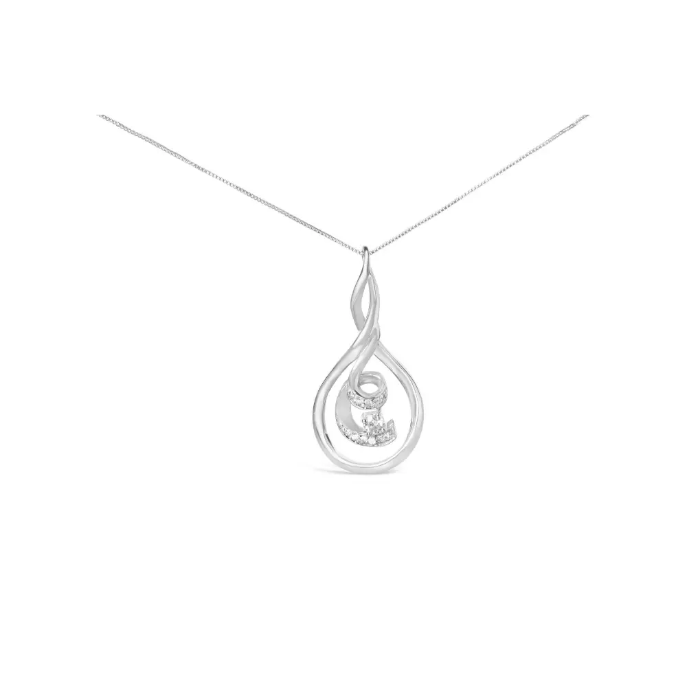 Espira 10K White Gold 1/8 cttw Round Cut Diamond Layered Spiral Pendant Necklace (I-J, I1-I2) - Bijoux-NYC Direct
