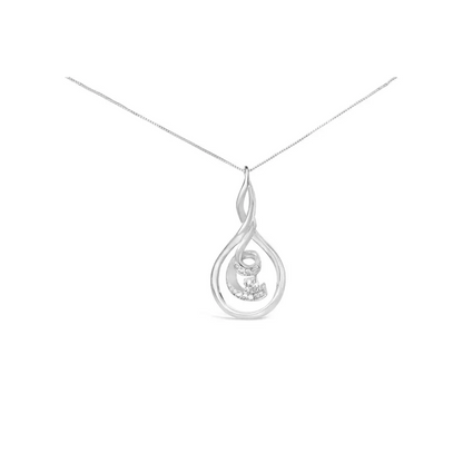 Espira 10K White Gold 1/8 cttw Round Cut Diamond Layered Spiral Pendant Necklace (I-J, I1-I2) - Bijoux-NYC Direct