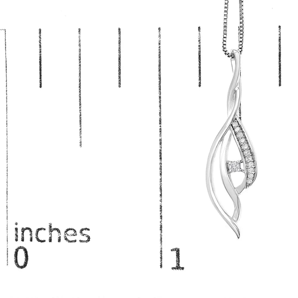 Diamond accent open cascade twist pendant necklace in 10k white gold – 1/10 cttw bijoux-nyc direct