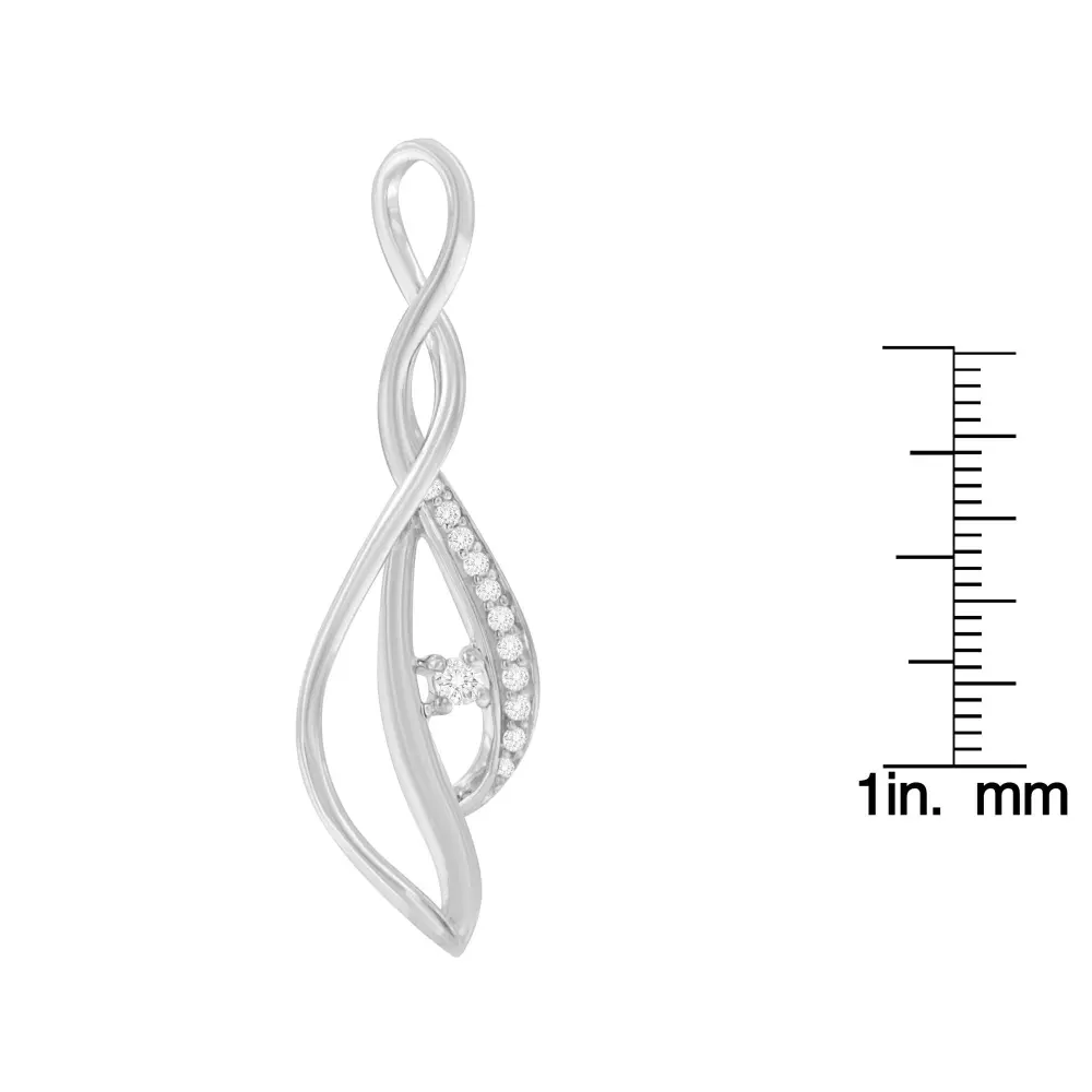 Espira 10k white gold round diamond accented open cascade twist 18’’ pendant necklace (1/10 cttw j k color i1 i2 clarity)
