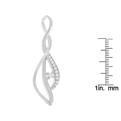 Espira 10k white gold round diamond accented open cascade twist 18’’ pendant necklace (1/10 cttw j k color i1 i2 clarity)