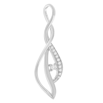 Espira 10k white gold round diamond accented open cascade twist 18’’ pendant necklace (1/10 cttw j k color i1 i2 clarity)