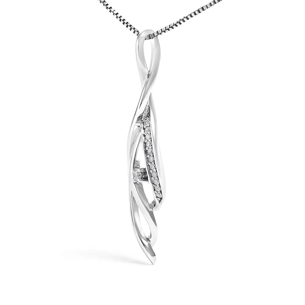 Diamond accent open cascade twist pendant necklace in 10k white gold – 1/10 cttw bijoux-nyc direct