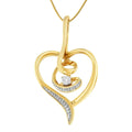 10k yellow gold.03 cttw diamond swirl open heart 18 inch pendant necklace bijoux-nyc direct