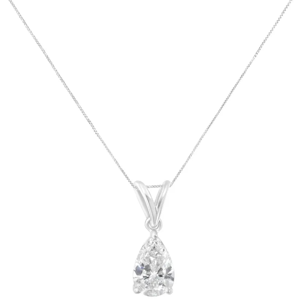 1/2 cttw pear diamond pendant necklace in 10k white gold igi certified bijoux-nyc direct