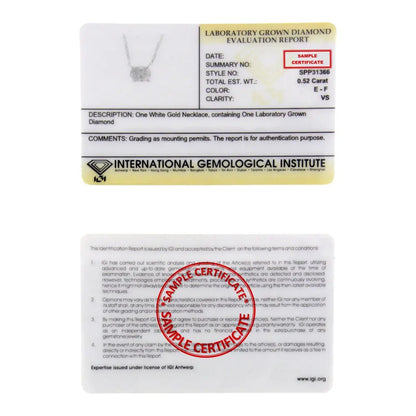IGI Certified 10K White Gold 1/2 cttw Lab Grown Oval Shape Solitaire Diamond East West 18" Pendant Necklace (E-F Color, VS1-VS2 Clarity) - Bijoux-NYC Direct