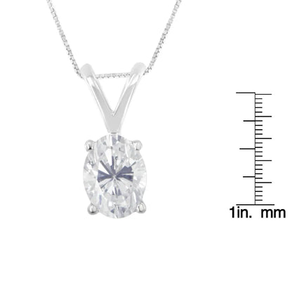 IGI Certified 10K White Gold 3/8 cttw Prong Set Diamond Oval Pendant Necklace (I-J Color, I1 Clarity) - Size 18" - Bijoux-NYC Direct