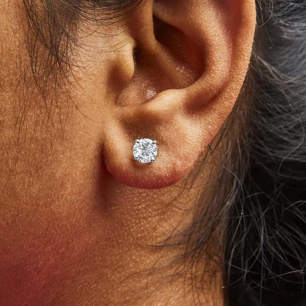 IGI Certified 14K White Gold 1 1/2 Cttw Round Diamond Solitaire Stud Earrings with Screwbacks (G-H Color, I1-I2 Clarity) - Bijoux-NYC Direct