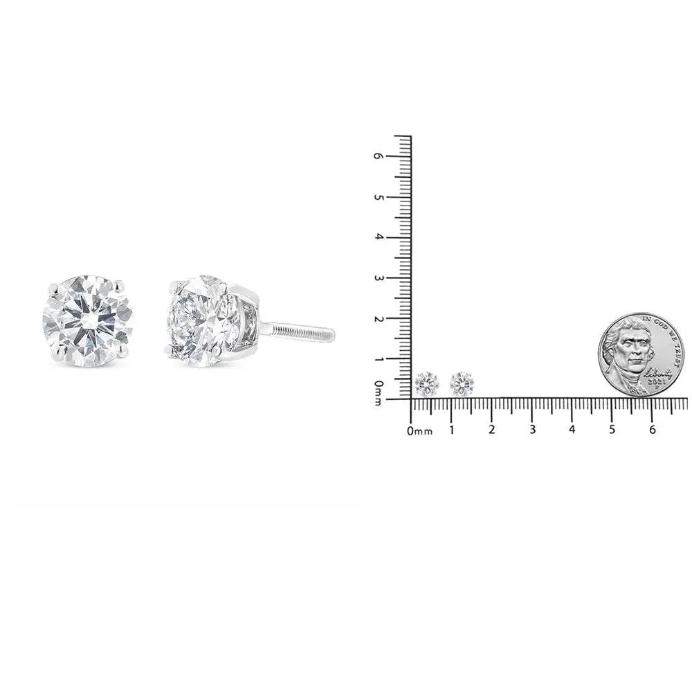 IGI Certified 14K White Gold 1 1/2 Cttw Round Diamond Solitaire Stud Earrings with Screwbacks (G-H Color, I1-I2 Clarity) - Bijoux-NYC Direct