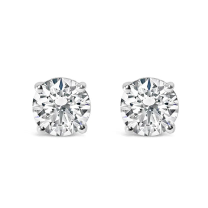 IGI Certified 14K White Gold 1 1/2 Cttw Round Diamond Solitaire Stud Earrings with Screwbacks (G-H Color, I1-I2 Clarity) - Bijoux-NYC Direct