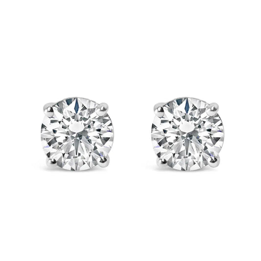 IGI Certified 14K White Gold 1 1/2 Cttw Round Diamond Solitaire Stud Earrings with Screwbacks (G-H Color, I1-I2 Clarity) - Bijoux-NYC Direct
