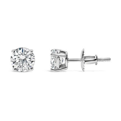 IGI Certified 14K White Gold 1 1/2 Cttw Round Diamond Solitaire Stud Earrings with Screwbacks (G-H Color, I1-I2 Clarity) - Bijoux-NYC Direct