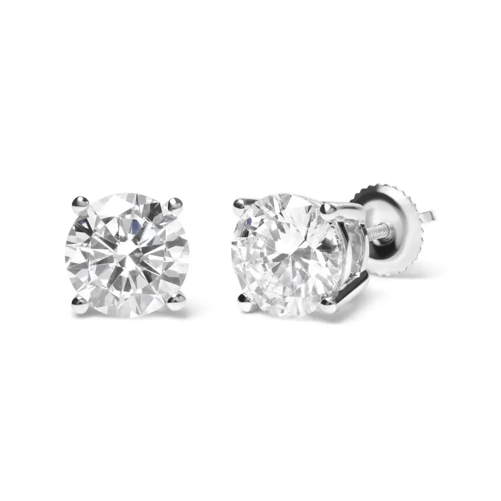 5ct lab grown diamond stud earrings 14k white gold igi certified bijoux-nyc direct
