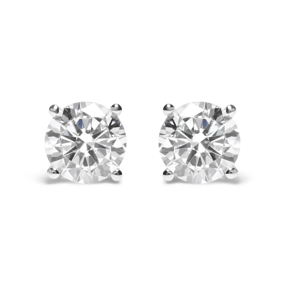 IGI Certified 14K White Gold 5.00 Cttw Round Brilliant-Cut Lab Grown Diamond Classic 4-Prong Stud Earrings with Screw Backs (F-G Color, SI1 Clarity) - Bijoux-NYC Direct