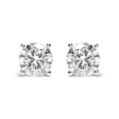 IGI Certified 14K White Gold 5.00 Cttw Round Brilliant-Cut Lab Grown Diamond Classic 4-Prong Stud Earrings with Screw Backs (F-G Color, SI1 Clarity) - Bijoux-NYC Direct