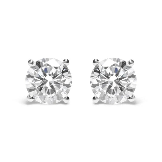 IGI Certified 14K White Gold 5.00 Cttw Round Brilliant-Cut Lab Grown Diamond Classic 4-Prong Stud Earrings with Screw Backs (F-G Color, SI1 Clarity) - Bijoux-NYC Direct