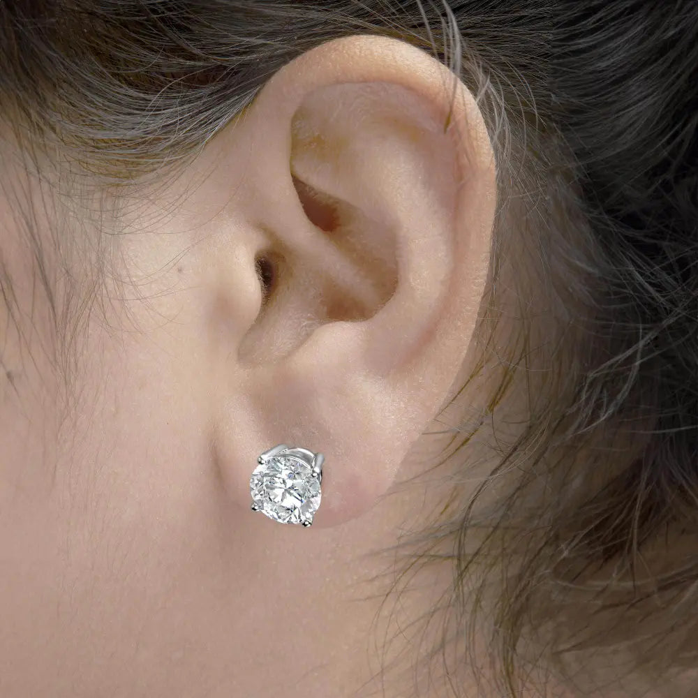 IGI Certified 14K White Gold 5.00 Cttw Round Brilliant-Cut Lab Grown Diamond Classic 4-Prong Stud Earrings with Screw Backs (F-G Color, SI1 Clarity) - Bijoux-NYC Direct