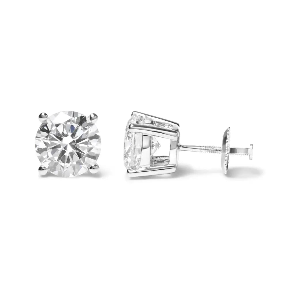 IGI Certified 14K White Gold 5.00 Cttw Round Brilliant-Cut Lab Grown Diamond Classic 4-Prong Stud Earrings with Screw Backs (F-G Color, SI1 Clarity) - Bijoux-NYC Direct