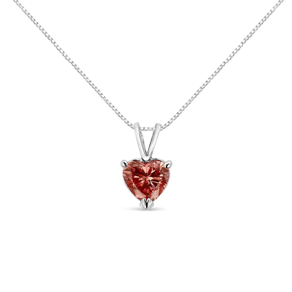 1.00 cttw pink heart lab grown diamond 14k white gold martini necklace bijoux-nyc direct