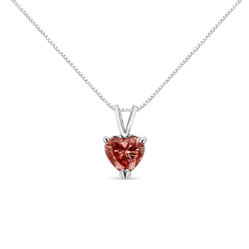 1.00 cttw pink heart igi lab grown diamond 14k white gold martini necklace bijoux-nyc direct