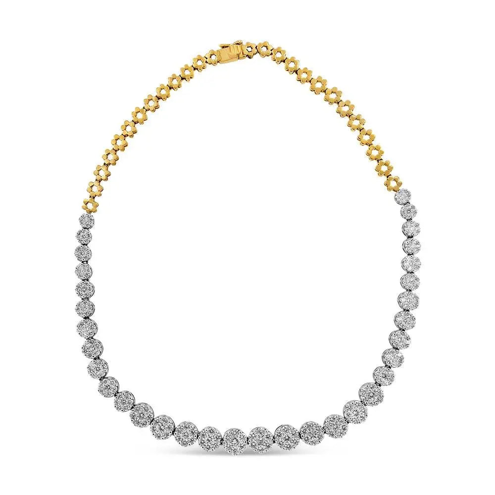 IGI Certified 14K Yellow Gold 14 3/4 cttw Pave Set Round-Cut Diamond Riviera Necklace (F-G Color, S2-I1 Clarity) - Bijoux-NYC Direct