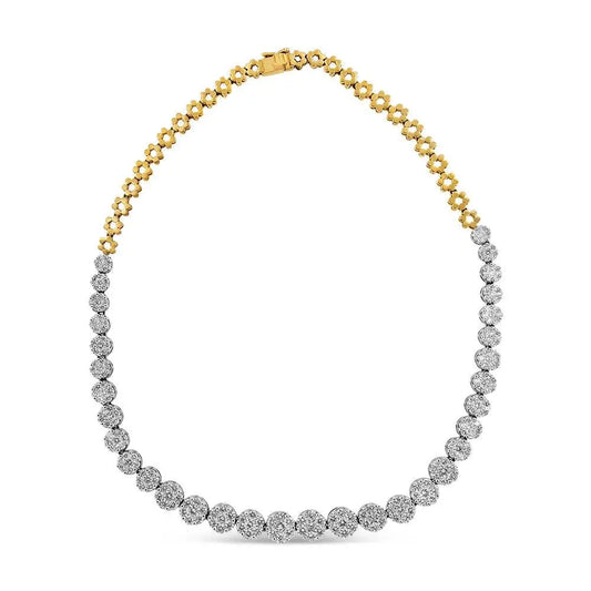 IGI Certified 14K Yellow Gold 14 3/4 cttw Pave Set Round-Cut Diamond Riviera Necklace (F-G Color, S2-I1 Clarity) - Bijoux-NYC Direct