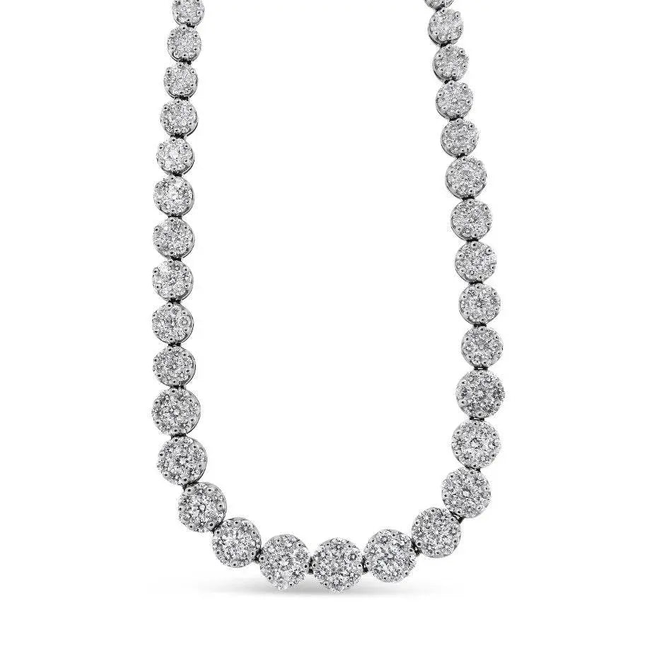 IGI Certified 14K Yellow Gold 14 3/4 cttw Pave Set Round-Cut Diamond Riviera Necklace (F-G Color, S2-I1 Clarity) - Bijoux-NYC Direct