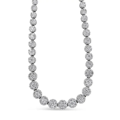 IGI Certified 14K Yellow Gold 14 3/4 cttw Pave Set Round-Cut Diamond Riviera Necklace (F-G Color, S2-I1 Clarity) - Bijoux-NYC Direct