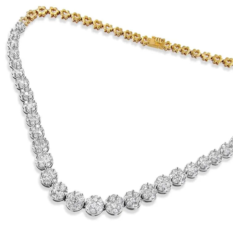 14k yellow gold 14 3/4 cttw pave diamond riviera necklace igi certified bijoux-nyc direct