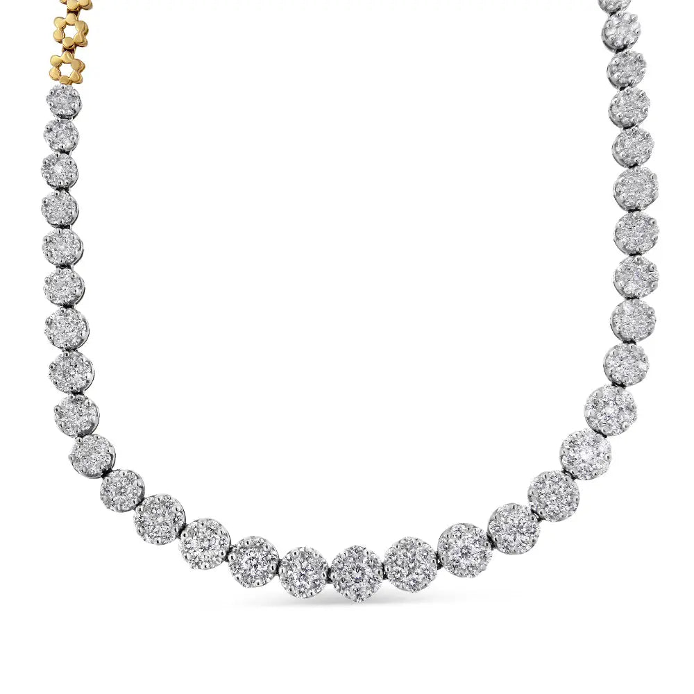14k yellow gold 14 3/4 cttw pave diamond riviera necklace igi certified bijoux-nyc direct