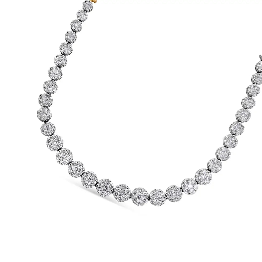 14k yellow gold 14 3/4 cttw pave diamond riviera necklace igi certified bijoux-nyc direct