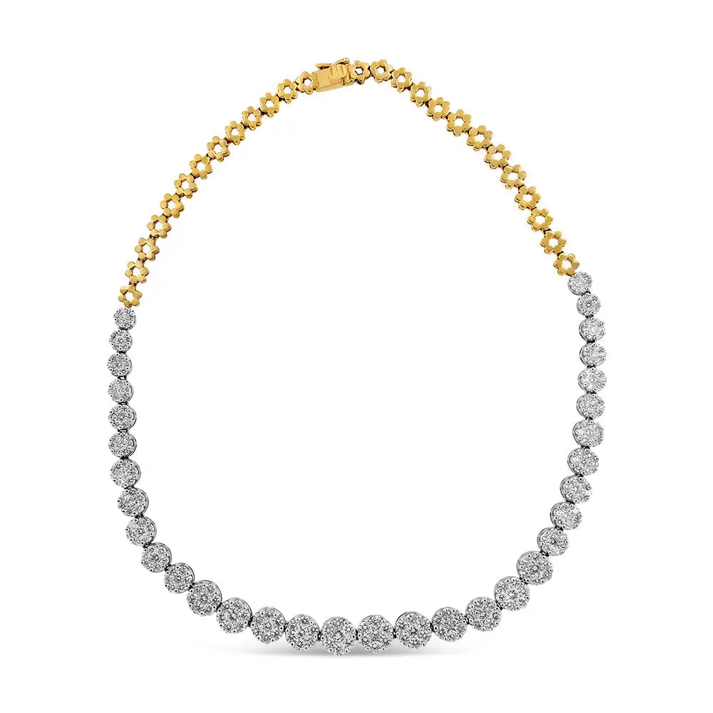 14k yellow gold 14 3/4 cttw pave diamond riviera necklace igi certified bijoux-nyc direct