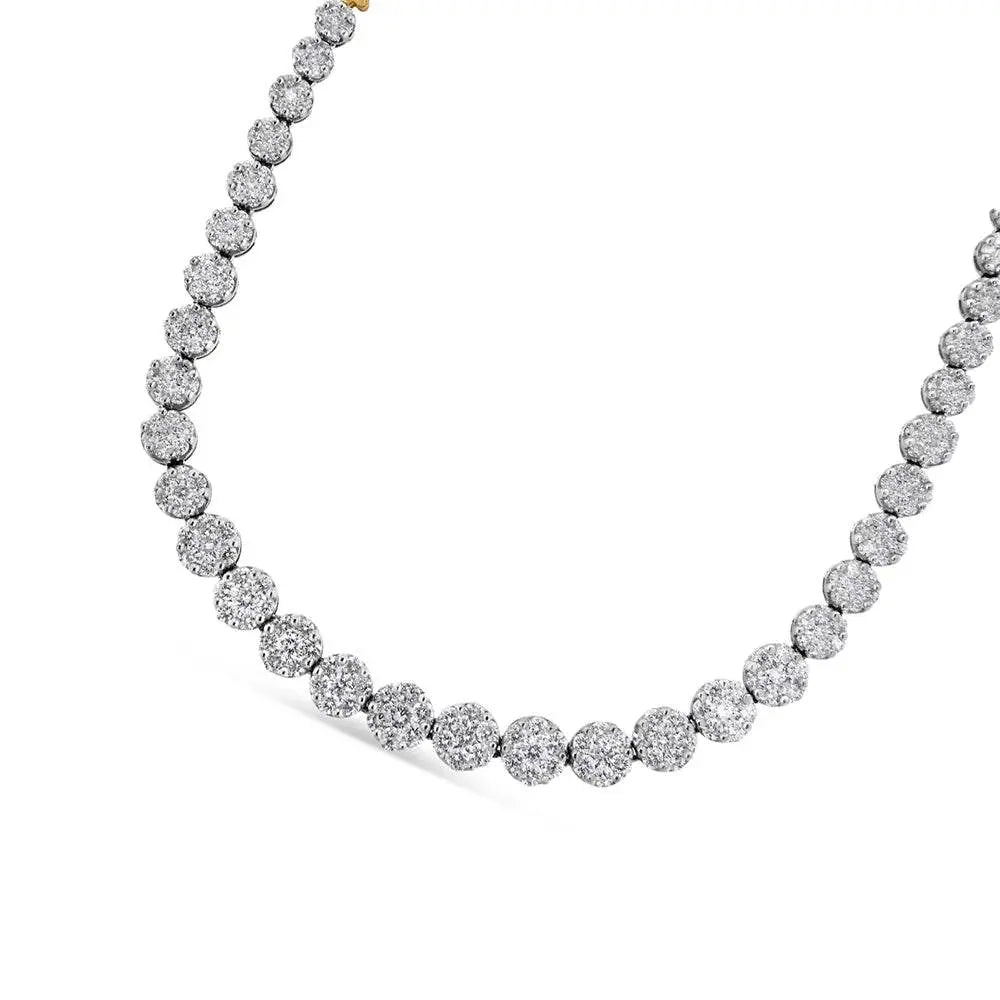 IGI Certified 14K Yellow Gold 14 3/4 cttw Pave Set Round-Cut Diamond Riviera Necklace (F-G Color, S2-I1 Clarity) - Bijoux-NYC Direct