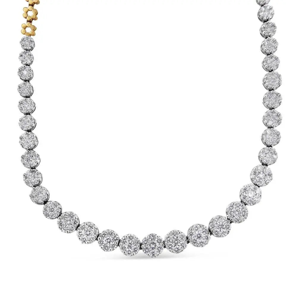 IGI Certified 14K Yellow Gold 14 3/4 cttw Pave Set Round-Cut Diamond Riviera Necklace (F-G Color, S2-I1 Clarity) - Bijoux-NYC Direct