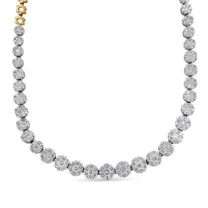 IGI Certified 14K Yellow Gold 14 3/4 cttw Pave Set Round-Cut Diamond Riviera Necklace (F-G Color, S2-I1 Clarity) - Bijoux-NYC Direct