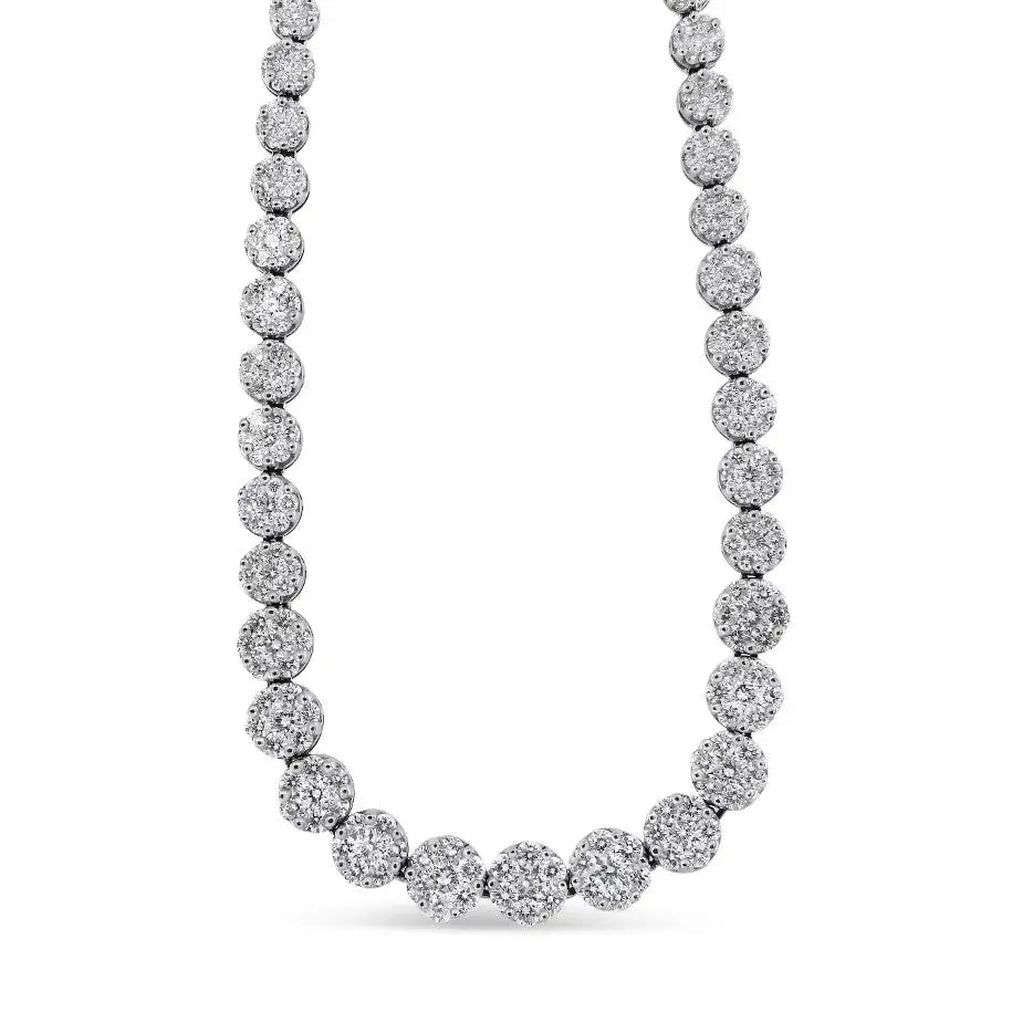 14k yellow gold 14 3/4 cttw pave diamond riviera necklace igi certified bijoux-nyc direct